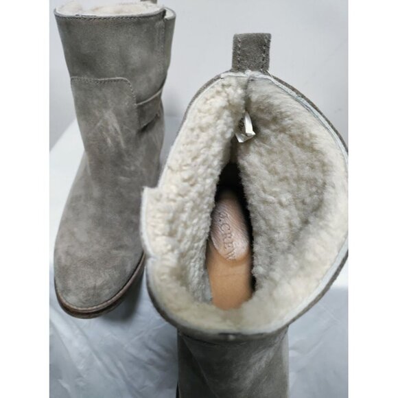 J.Crew Round Toe Parker Shearling Suede Leather Ankle Boots Brown Women's Size 7 - Picture 7 of 10
